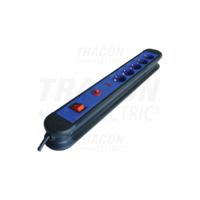 Tracon 5-ös elosztó kapcsolóval+túlfesz+túláram védelem 5×SCHUKO, 3m, max.16A, 250VAC, 3680W, H05VV-F