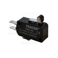 Tracon Helyzetkapcsoló, mikro, karos-görgős 1×CO 10A/230VAC, 0,3A/250VDC, 15mm, 4,8x0,5 mm, IP00