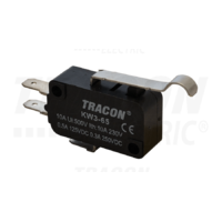 Tracon Helyzetkapcsoló, mikro, íves-rugószár 1×CO 10A/230VAC, 0,3A/250VDC, 28mm, 4,8x0,5 mm, IP00