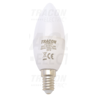 Tracon Gyertya burájú LED fényforrás, tejüveg 230 V, 50 Hz, 8 W, 2700 K, E14, 710 lm, 180°, EEI=F