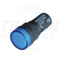 Tracon LED-es jelzőlámpa, kék 12V AC/DC, d=16mm