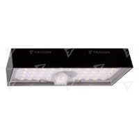 Tracon Napelemes LED fali világítótest mozgásérzékelővel, fekete 6W, 4000K, 900 lm, IP65, 3,7 V, 3Ah