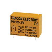 Tracon Print relé 12V DC / 2×CO (5A, 230V AC / 30V DC)