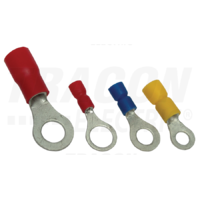 Tracon Szigetelt szemes saru, ónozott elektrolitréz, piros 10mm2, M6, (d1=4,5mm, d2=6,4mm),PVC