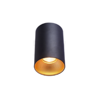 Tracon Mennyezeti spot lámpatest, hengeres, fekete, arany reflektor 100-240VAC, 50Hz, 1xGU10, max.35W
