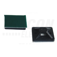 Tracon Öntapadós/csavarozható, 4oldalt fűzhető kötegelő talp,fekete 25×25mm, d=3,5mm, PA6.6