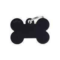  Gravírozható Biléta - Csont formájú Medium méret Fekete színben - Egyedi Biléta Dog ID