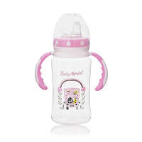 BabyBruin BabyBruin széles nyakú tanulópohár 300 ml, cseppmentes itatócsőrrel rózsaszín