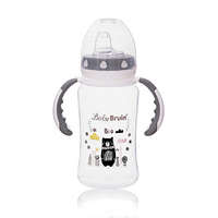 BabyBruin BabyBruin széles nyakú tanulópohár 300 ml, cseppmentes itatócsőrrel szürke