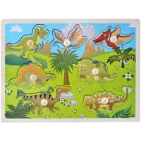 PRC Fogantyús fa puzzle, fogós puzzle, kirakó 30x23 cm - Dínók Nr2