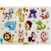 PRC Fogantyús fa puzzle, fogós puzzle, kirakó 30x23 cm - Vadállatok