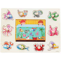 PRC Fogantyús fa puzzle, fogós puzzle, kirakó 30x23 cm - Tengeri élővilág 2 az 1-ben