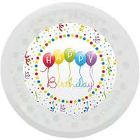 EU Happy Birthday Streamers micro prémium műanyag lapostányér 21 cm
