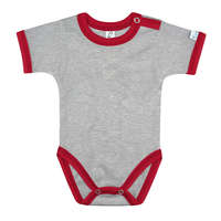 Kynga Kynga melírszürke-piros rövid ujjú koraszülött baba body 44, 50, 56 cm