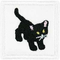 EU Óvodai jel selyemre hímzett - Cica fekete