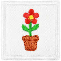 EU Ovis jel, Bölcsis jel, felvarrható, textilragasztóval felragasztható - Virág cserepes