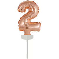 PRC Rose Gold 2-es szám fólia lufi tortára 13 cm