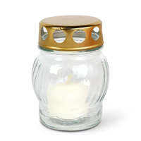 Üveg Mécses Fehér Fém Kupakkal 100mm