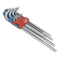 Extol EXTOL PREMIUM TORX KULCS KÉSZLET 9DB, EXTRA HOSSZÚ, T10-T50, HOSSZÚ SZÁR: TÖMÖR, RÖVID SZÁR: LYUKAS, CV. , 90-225MM (8819412)