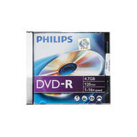 Philips Philips DVD-R lemez – 4,7GB kapacitással, 120 perc videó tárolására, 1-16x írási sebességgel. Slim tokban, megbízható adattárolás filmekhez, zenékhez és fájlokhoz