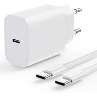 Apple Apple iPhone 15, 16, 17 Gyári 20W Gyors Töltő + 1m Kábel (USB-C to USB-C) (MHJE3ZM/A + MUF72AM/A)