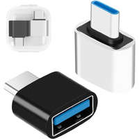 Laptophardware 2 darabos szett USB-C (Type-C) to USB 3.0 OTG (Normál USB) adapter, átalakító 1db fekete és 1db fehér