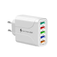 Laptophardware Univerzális 48W-os telefon, tablet és fényképezőgép 5db USB csatlakozós gyors töltő, fehér