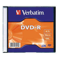Verbatim Verbatim DVD-R lemez – 4,7GB kapacitással, 120 perc videó tárolására, 16x írási sebességgel. Slim tokban, megbízható adattárolás filmekhez, zenékhez és fájlokhoz