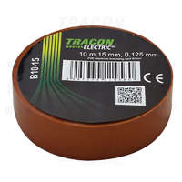 Tracon Tracon Szigetelőszalag, barna 10m×15mm, PVC, 0-90°C, 40kV/mm