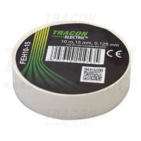 Tracon Tracon Szigetelőszalag, fehér 10m×15mm, PVC, 0-90°C, 40kV/mm