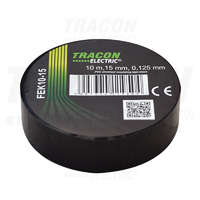 Tracon Tracon Szigetelőszalag, fekete 10m×15mm, PVC, 0-90°C, 40kV/mm