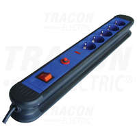 Tracon Tracon 5-ös elosztó kapcsolóval+túlfesz+túláram védelem 5×SCHUKO, 3m, max.16A, 250VAC, 3680W, H05VV-F