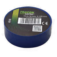 Tracon Tracon Szigetelőszalag, kék 10m×18mm, PVC, 0-90°C, 40kV/mm