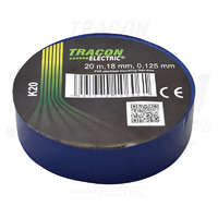 Tracon Tracon Szigetelőszalag, kék 20m×18mm, PVC, 0-90°C, 40kV/mm