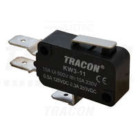 Tracon Tracon Helyzetkapcsoló, mikro, rugószáras 1×CO 10(3)A/230V, 15mm, 6,3x0,8 mm, IP00