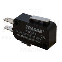 Tracon Tracon Helyzetkapcsoló, mikro, rugószáras 1×CO 10(3)A/230V, 15mm, 4,8x0,8 mm, IP00
