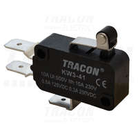 Tracon Tracon Helyzetkapcsoló, mikro, karos-görgős 1×CO 10(3)A/230V, 15mm, 6,3x0,8 mm, IP00