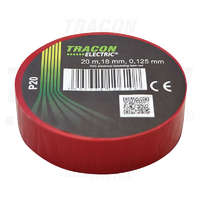 Tracon Tracon Szigetelőszalag, piros 20m×18mm, PVC, 0-90°C, 40kV/mm