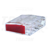 Tracon Tracon Csavar nélküli vezetékösszekötő, átlátszó/piros 4×0,5-2,5mm2, 450VAC, max. 16A