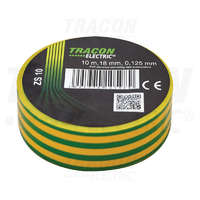 Tracon Tracon Szigetelőszalag, zöld/sárga 10m×18mm, PVC, 0-90°C, 40kV/mm