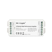 Mi-Light Jelerősítő , Monokróm/CCT/RGB/RGBW/RGB-CCT szalagokhoz , 180 Watt , 5 csatorna , 5x6 Amper ,...