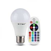 V-TAC LED lámpa , égő , körte , E27 , 9W , dimmelhető , RGBW , W=meleg fehér , távirányítóval