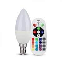 V-TAC LED lámpa , égő , gyertya , E14 , 3.5W , dimmelhető , RGBW , W=meleg fehér , távirányítóval