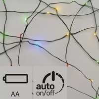 EMOS Led fényfüzér , beltéri , nano LED , 1.9 m , RGB , zöld , időzíthető , elemes