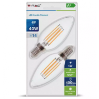 V-TAC LED lámpa , égő , izzószálas hatás , filament , gyertya , E14 foglalat , 4 Watt , 300° ,...