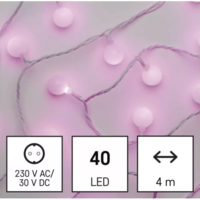 EMOS Led fényfüzér , beltéri/kültéri , cseresznye , 4 m , rózsaszín , időzítős , IP44