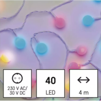 EMOS Led fényfüzér , beltéri/kültéri , cseresznye, 4 m , RGB, időzíthető , IP44