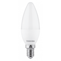 TOSHIBA LED lámpa , égő , gyertya , E14 foglalat , 5 Watt , 220° , természetes fehér , dimmelhető...