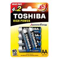 TOSHIBA Ceruzaelem AA (LR6) , 1.5 Volt , 6 darab , tartós , elem , High Power , TOSHIBA
