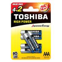 TOSHIBA Ceruzaelem AAA (LR03) , 1.5 Volt , 6 darab , tartós , elem , High Power , TOSHIBA